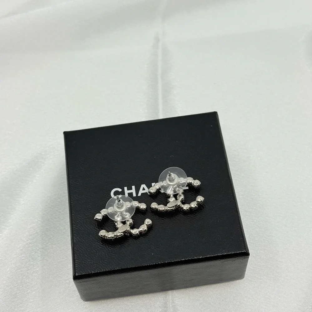 Chanel Large Silver Crystal CC Statement Earrings - Picture 9 of 11